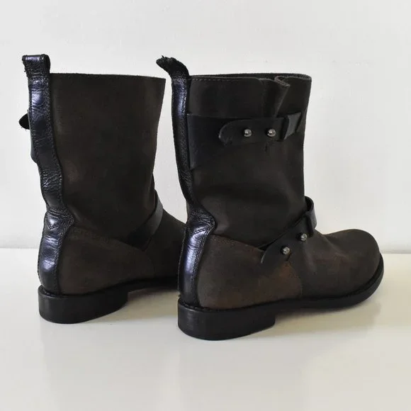 Rag & Bone Waxed Calfskin Moto Biker Boots - Picture 2 of 13